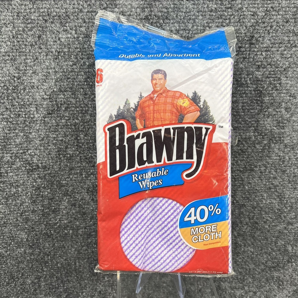 Brawny Reusable Wipes 16" x 20" Washable 6 pack 2004
